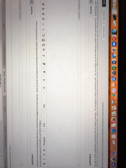 WORDS POWERED BY 10 points QUESTION 7 Business to