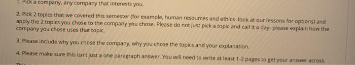 MANAGEMENT 1. Pick a company, any company that