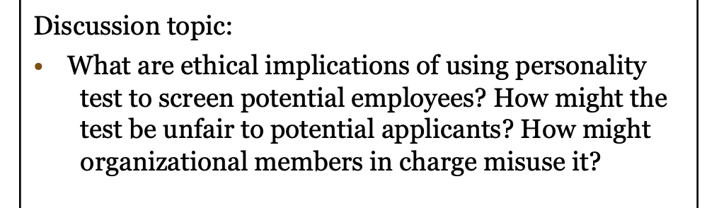 O Discussion topic: What are ethical implications