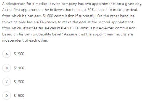 A salesperson for a medical device company has