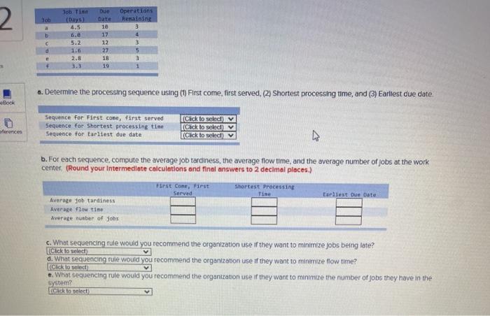 A foreman has determined processing times at a