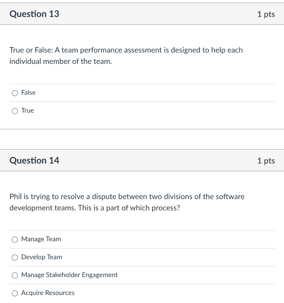 solve True or False: A team performance