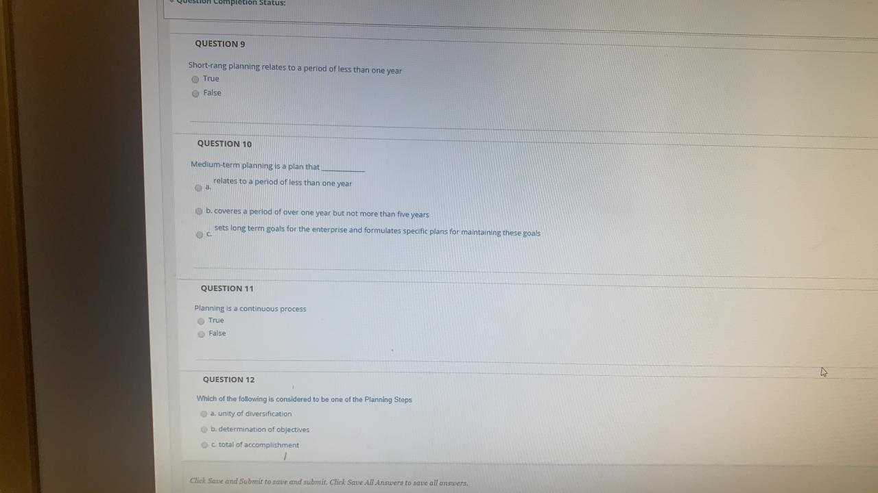 Question completion Status: QUESTION 9 Short-rang