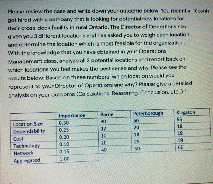 Please review the case and write down your