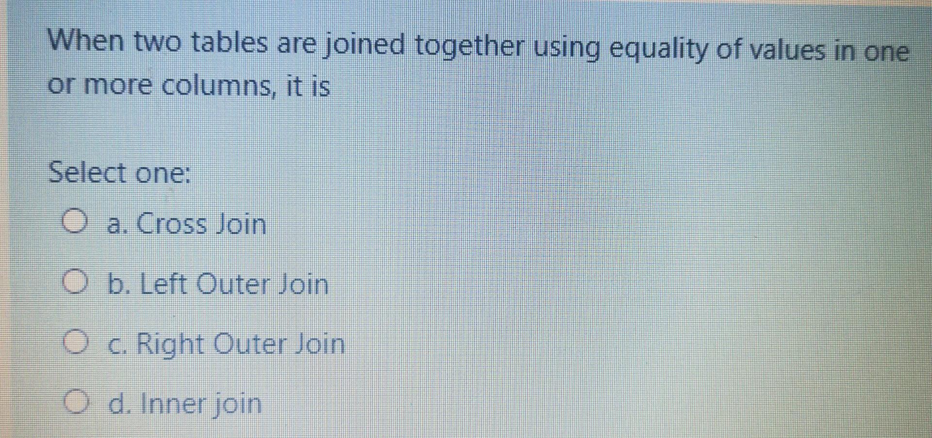 When two tables are joined together using