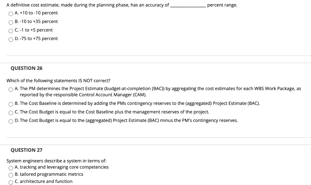 percent range. A definitive cost estimate, made