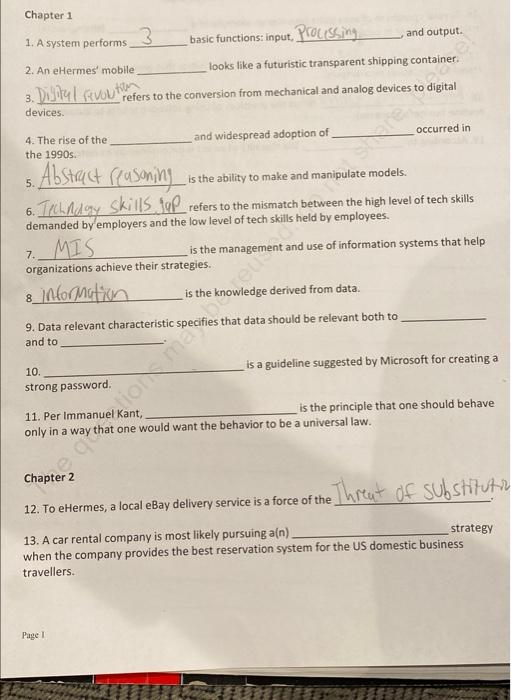 i need help with 2,4,9,10,11 Chapter 1 1. A