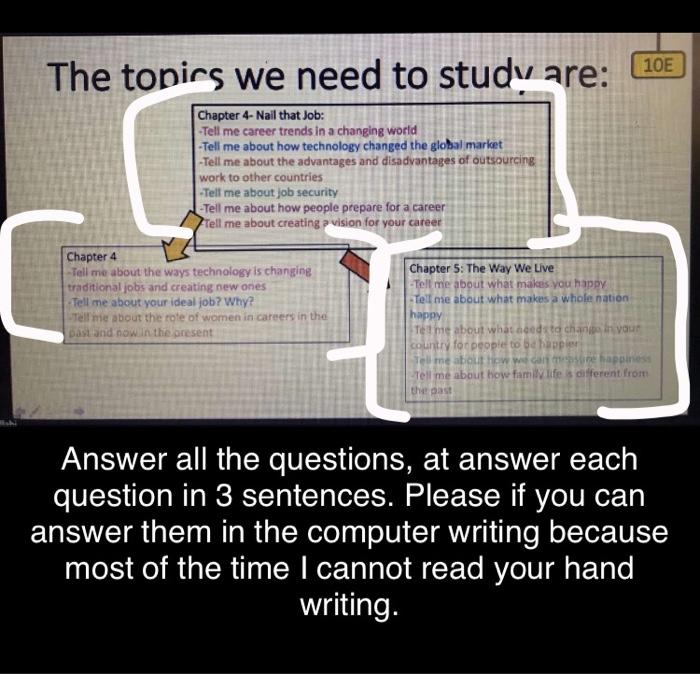 10E The topics we need to study are: Chapter 4-