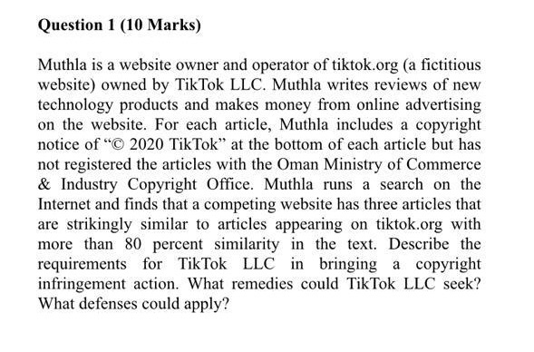 Question 1 (10 Marks) Muthla is a website owner