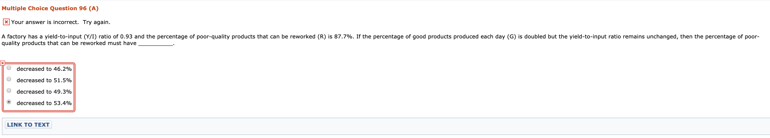 .... Multiple Choice Question 96 (A) x Your