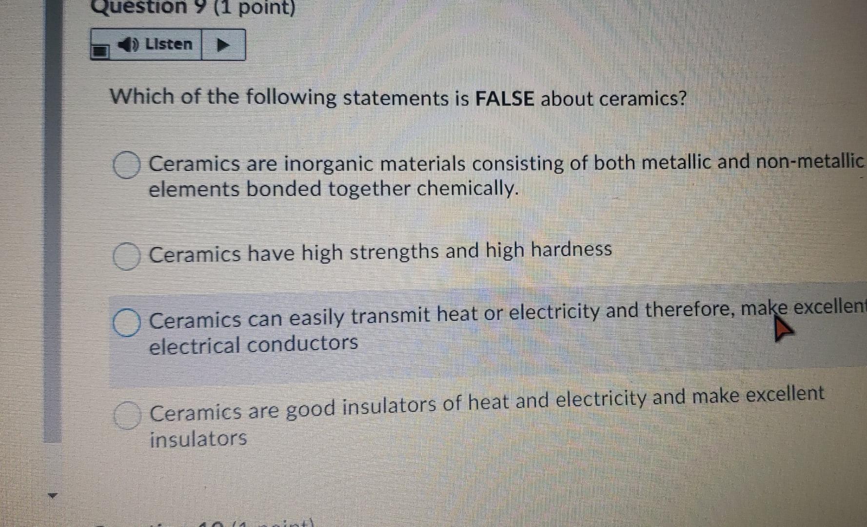 Question Y (1 point) 1) Listen Which of the