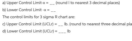 Refer to Table S6.1 - Factors for Computing