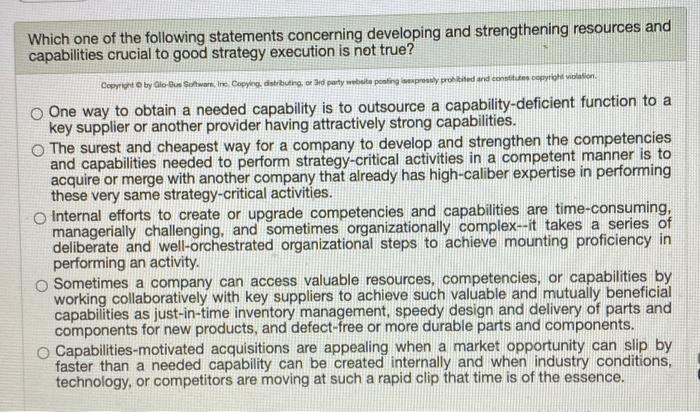 Which one of the following statements concerning