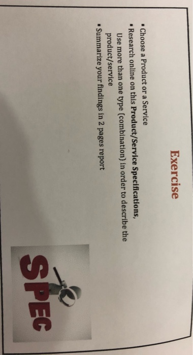 Exercise . Choose a Product or a Service .