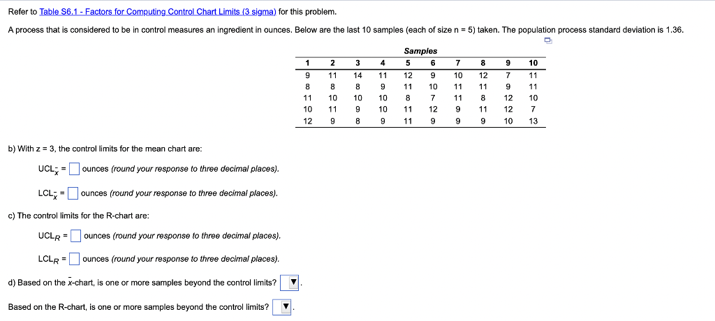 Refer to Table 56.1 - Factors for Computing