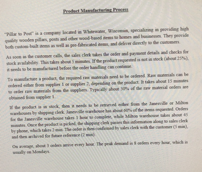 Draw a process model for the following: Product