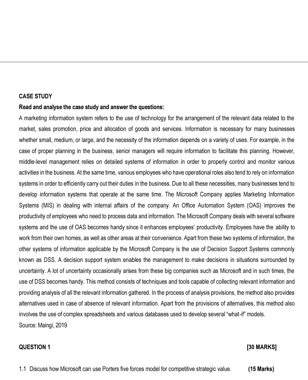 CASE STUDY Read and analyse the case study and