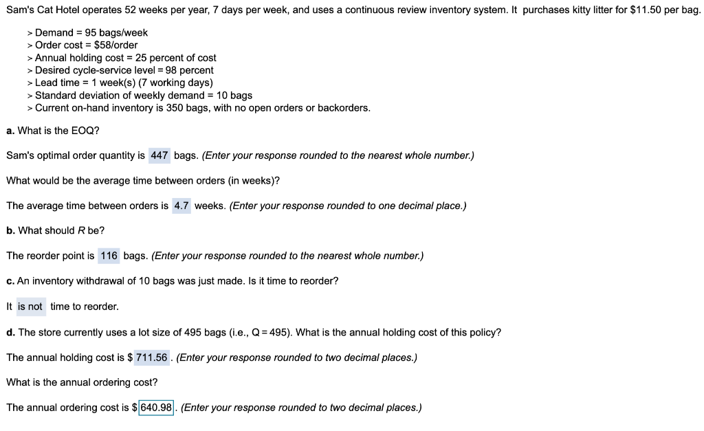 Please solve the annual ordering costs and show