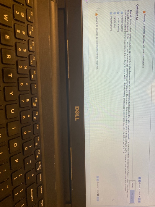 Moving to another question will save this