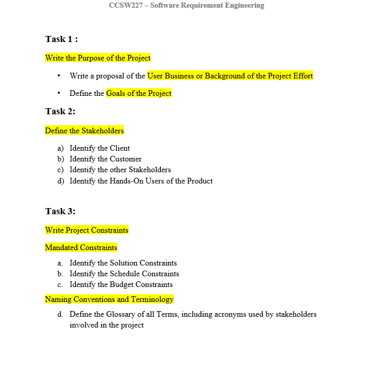 Task 1 : Write the Purpose of the Project - Write