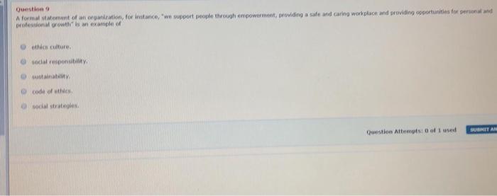 Question A format statement of an organitration,