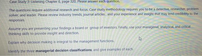 Case Study 3: Listening Chapter 6, page 320.