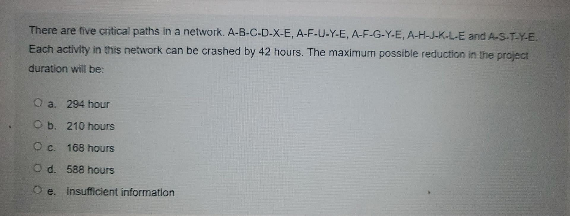 There are five critical paths in a network.