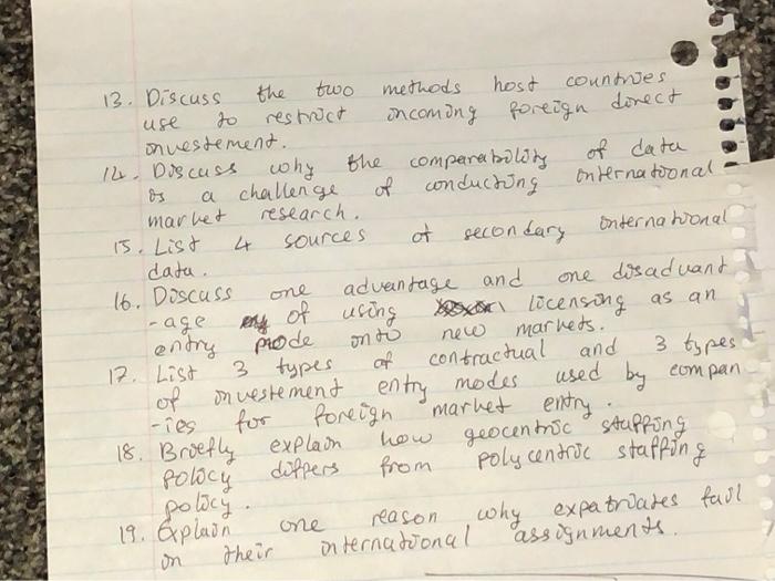 foreign direct one 13. Discuss the two methods