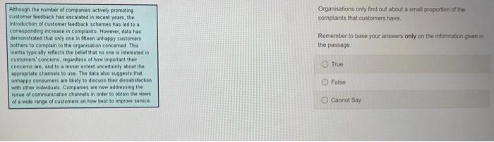 Verbal Test: Please remember to base your answers