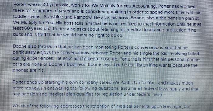 Porter, who is 30 years old, works for We