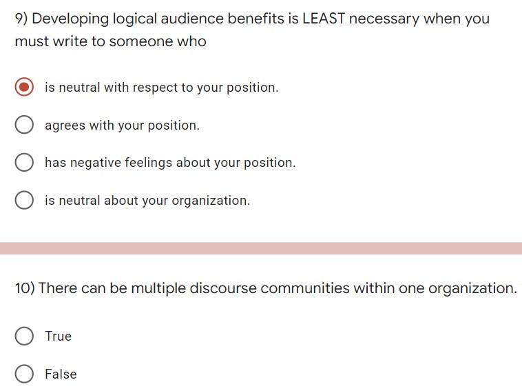 9) Developing logical audience benefits is LEAST