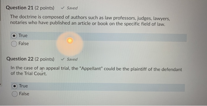 Question 21 (2 points) Saved The doctrine is