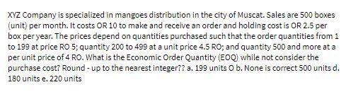 XYZ Company is specialized in mangoes