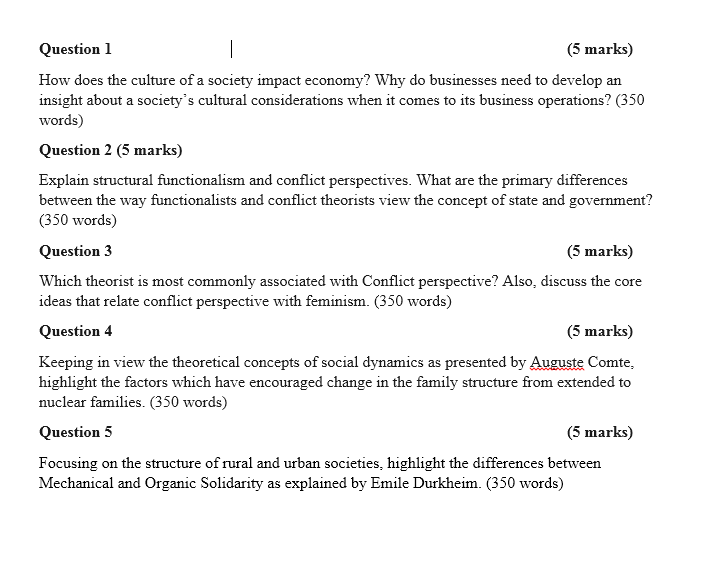 Question 1 | (5 marks) How does the culture of a