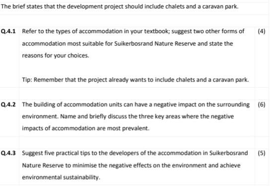 The brief states that the development project