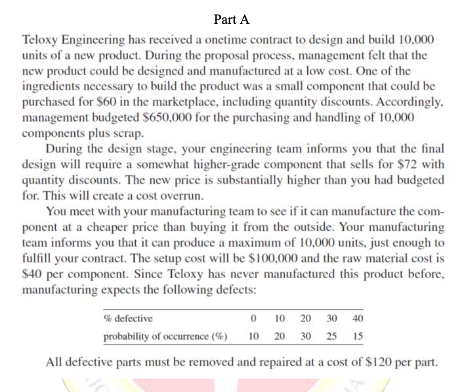 Part A Teloxy Engineering has received a onetime
