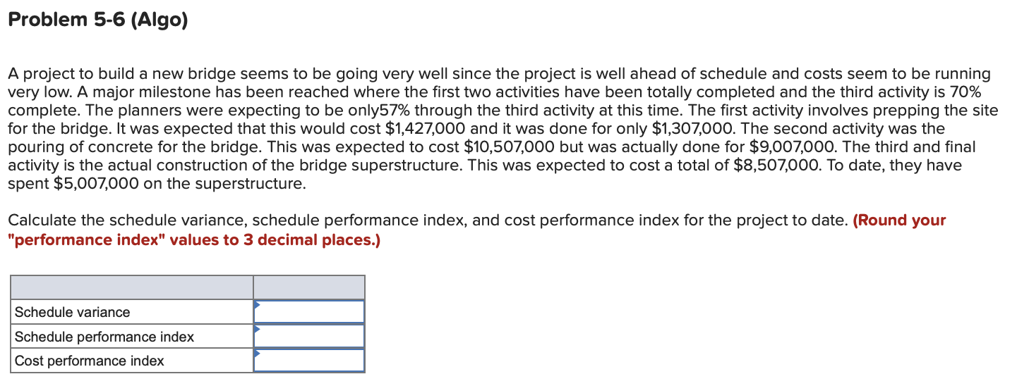 Problem 5-6 (Algo) A project to build a new