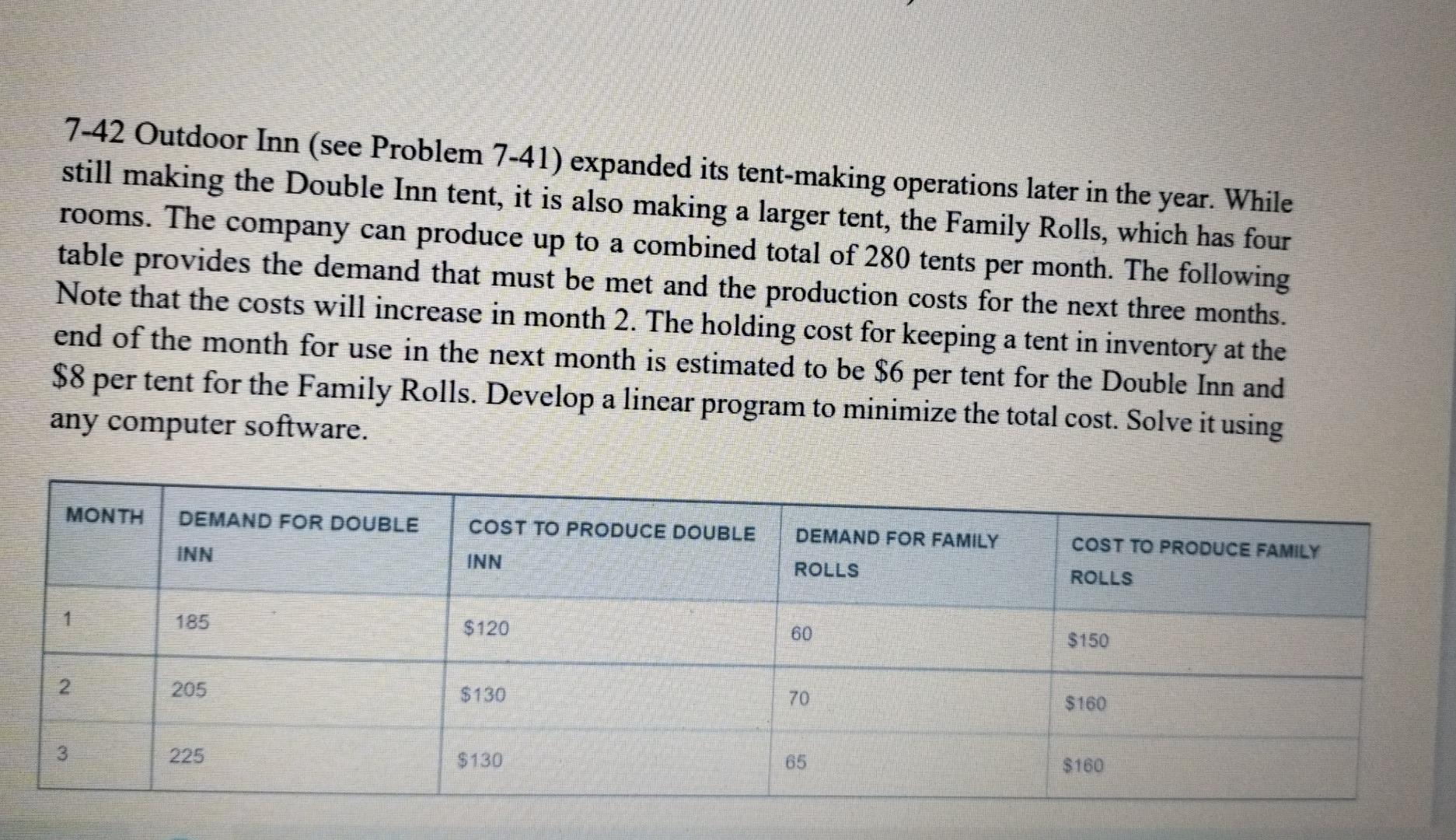 linear programming solve using Excel solver 7-42