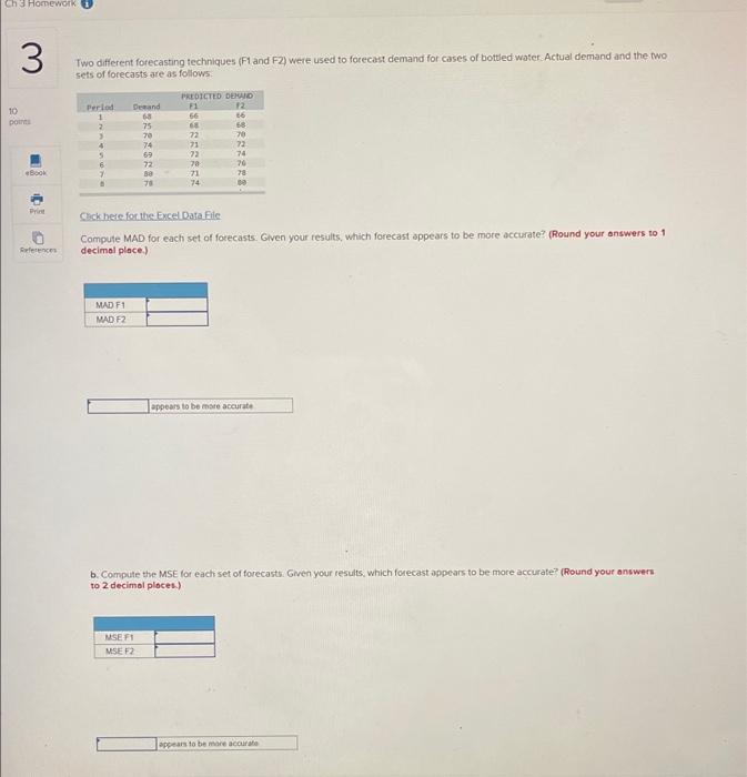 Ch 3 Homework 3 Two different forecasting