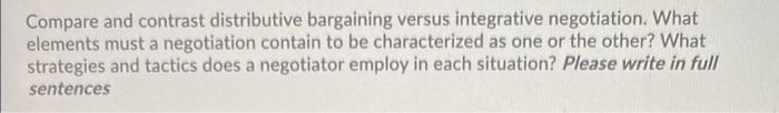 Compare and contrast distributive bargaining