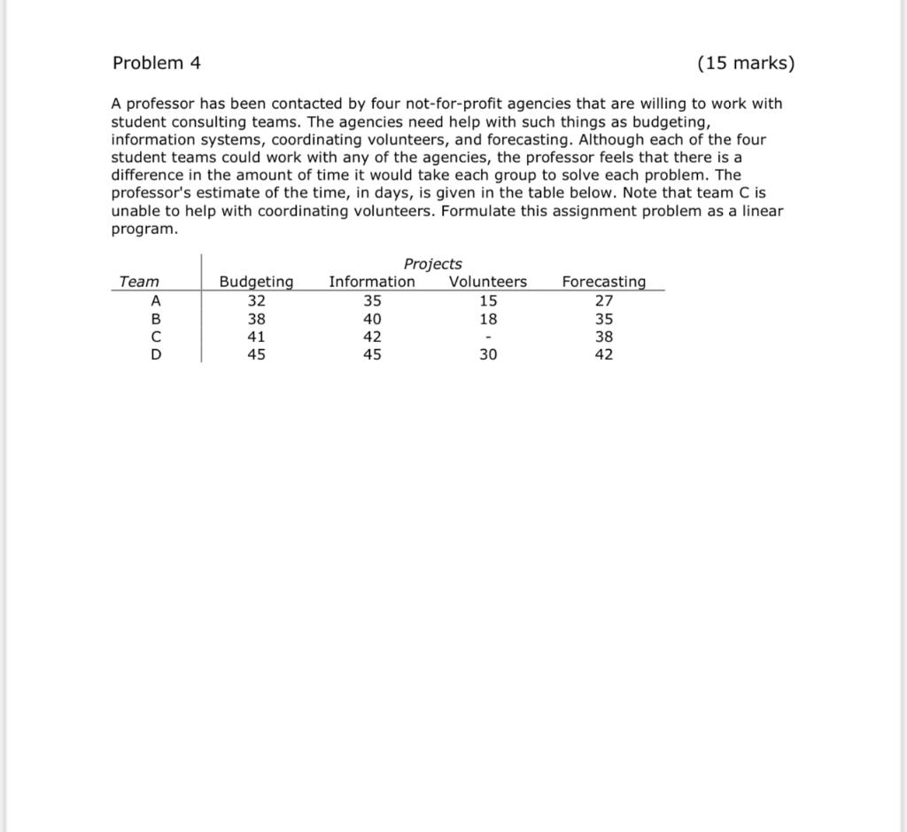 Problem 4 (15 marks) A professor has been