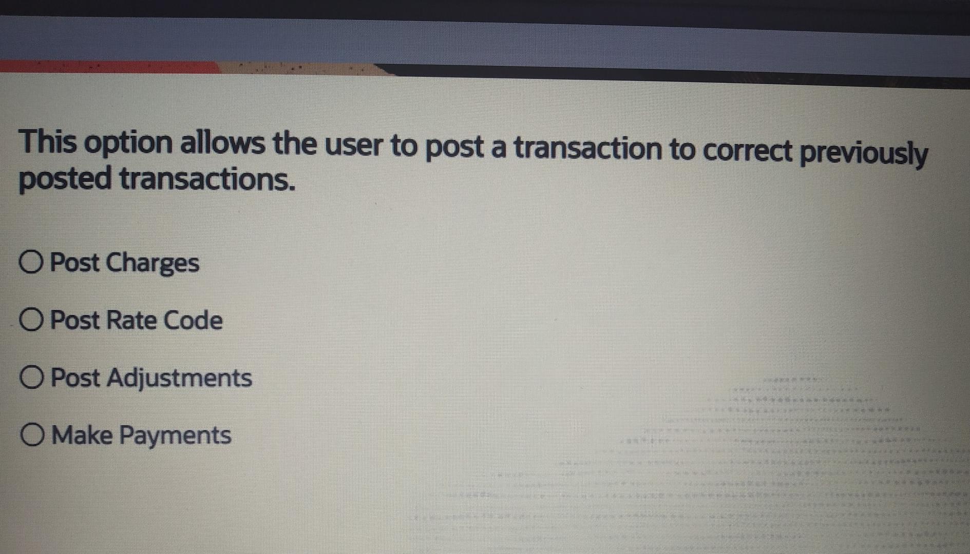 This option allows the user to post a transaction