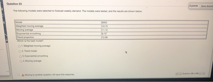 Question 23 2 points Save Answe The following