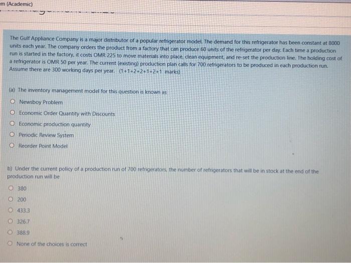 -m (Academic) The Gulf Appliance Company is a