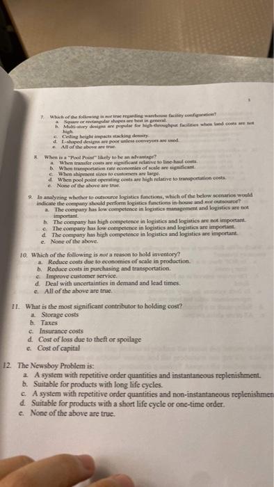 7. Which of the following is nor true regarding