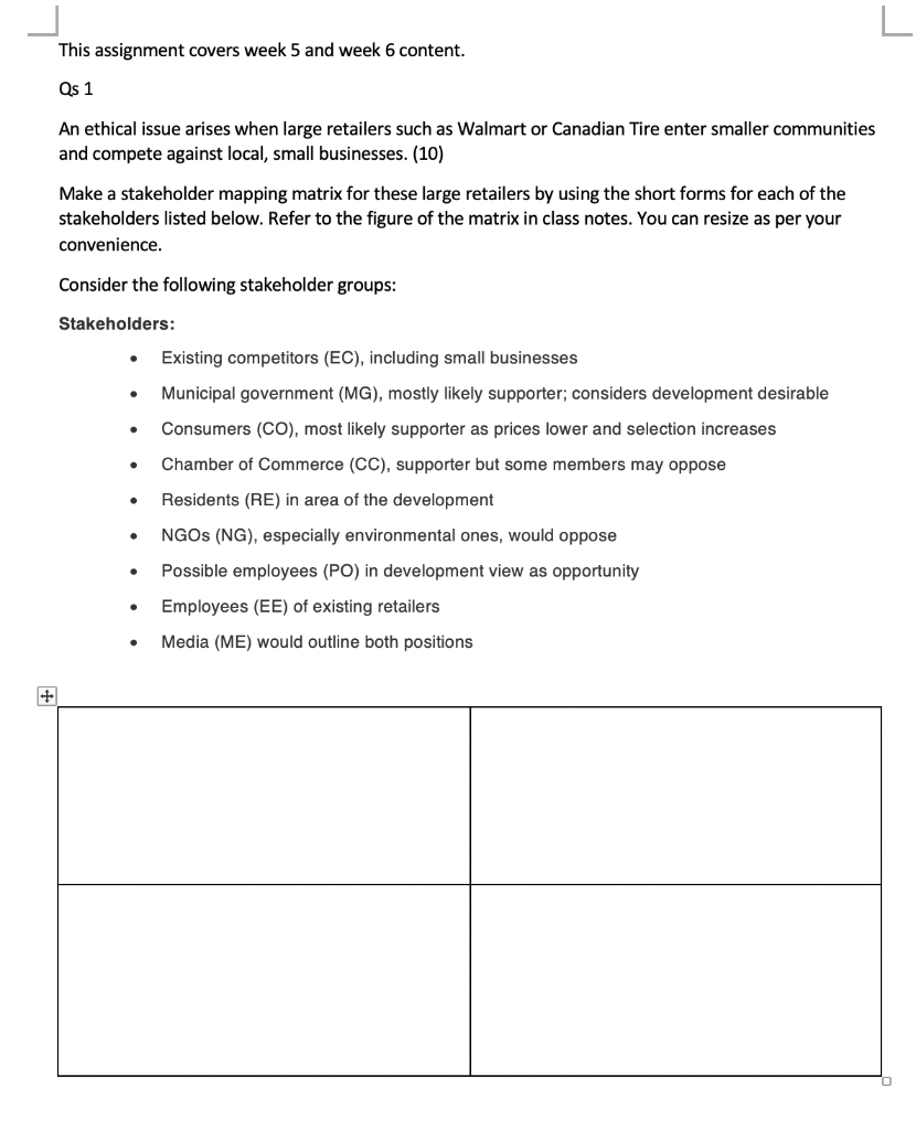 This assignment covers week 5 and week 6 content.