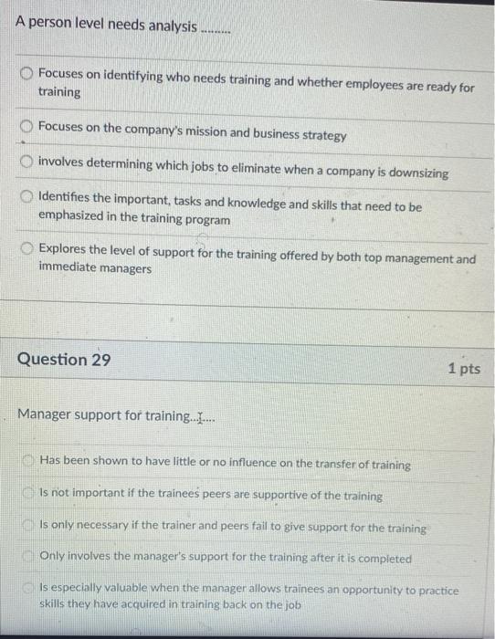 both please A person level needs analysis Focuses