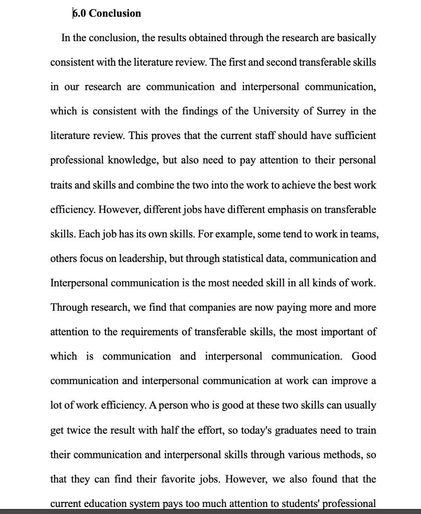 make a conclusion (300 words) ABOUT: transferable