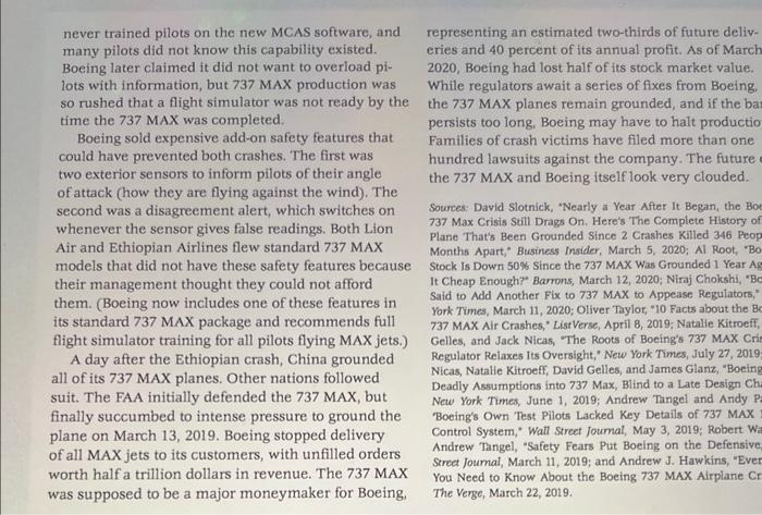Write case summary and key issues The Boeing 737