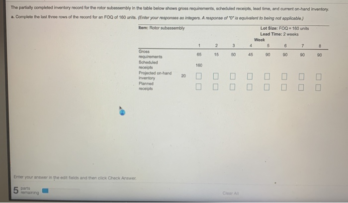 1 The partially completed inventory record for